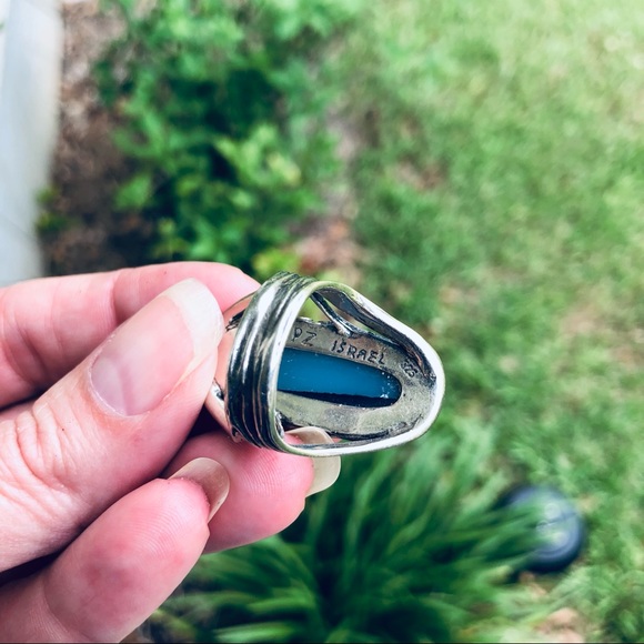 Emily 💖 925 Sterling Silver Ring Cobalt Druzy Agate - Picture 10 of 12